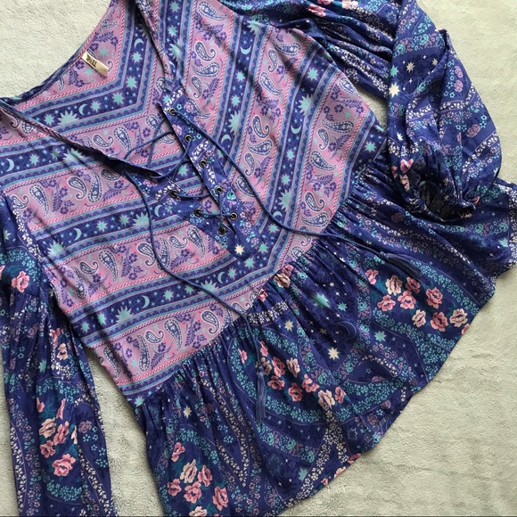 Spell Tops - Spell & The Gypsy City Light Lace-Up Blouse Indigo